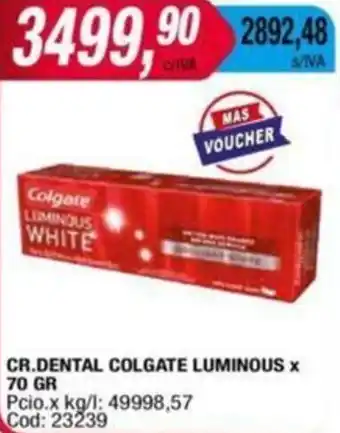 Maxiconsumo CR.DENTAL COLGATE LUMINOUS X 70GR oferta