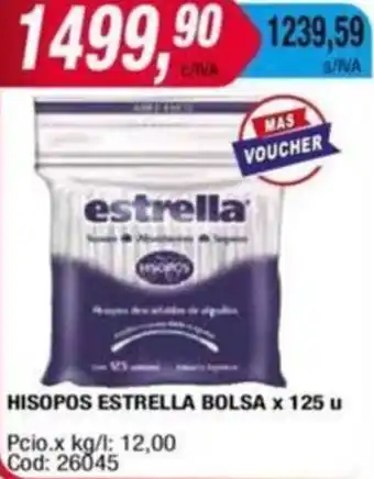 Maxiconsumo HISOPOS ESTRELLA BOLSA x 125u oferta