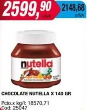 Maxiconsumo CHOCOLATE NUTELLA X 140GR oferta