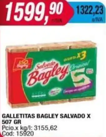 Maxiconsumo GALLETITAS BAGLEY SALVADO X 507gr oferta