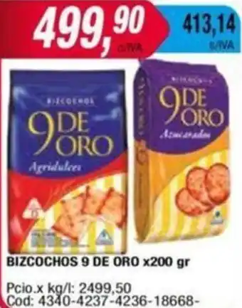 Maxiconsumo BIZCOCHOS 9 DE ORO x 200gr oferta