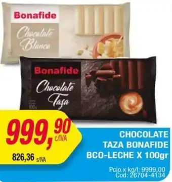 Maxiconsumo CHOCOLATE TAZA BONAFIDE BCO-LECHE X 100gr oferta