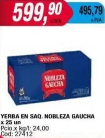 Maxiconsumo YERBA EN SAQ. NOBLEZA GAUCHA x 25un oferta