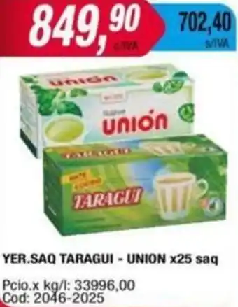 Maxiconsumo YER.SAQ TARAGUI - UNION X 25 saq oferta