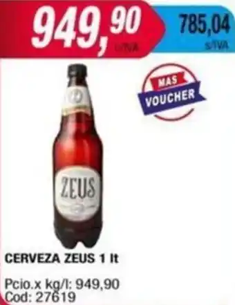 Maxiconsumo CERVEZA ZEUS 1LT oferta
