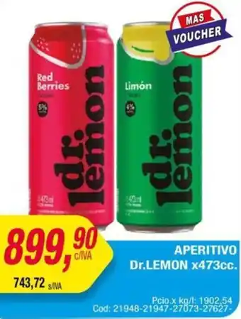 Maxiconsumo APERITIVO Dr. LEMON x 473cc oferta
