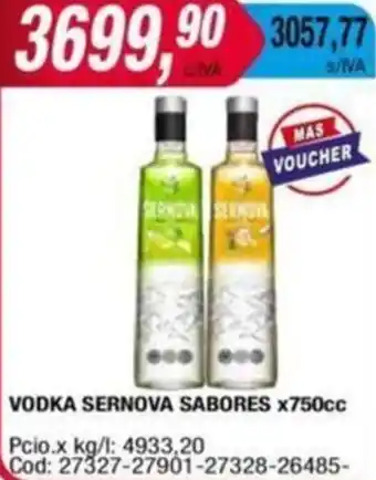 Maxiconsumo VODKA SERNOVA SABORES x 750cc oferta