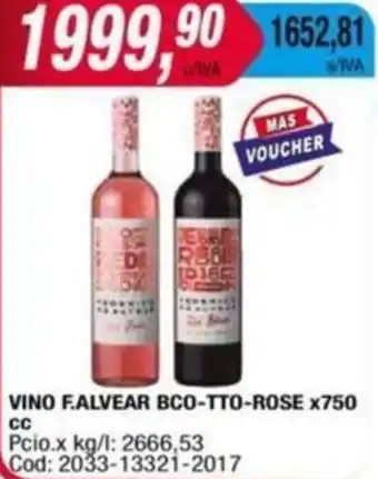 Maxiconsumo VINO F.ALVEAR BCO-TTO-ROSE x 750cc oferta
