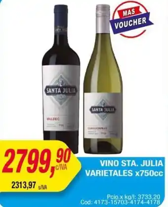 Maxiconsumo VINO STA. JULIA VARIETALES x 750cc oferta
