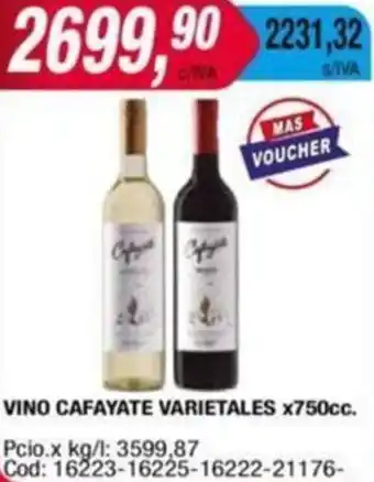 Maxiconsumo VINO CAFAYATE VARIETALES x 750cc oferta
