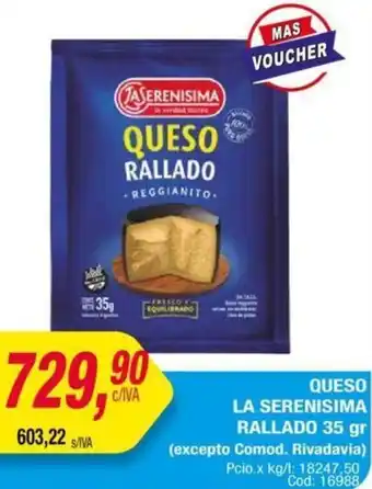 Maxiconsumo QUESO LA SERENISIMA RALLADO 35gr oferta