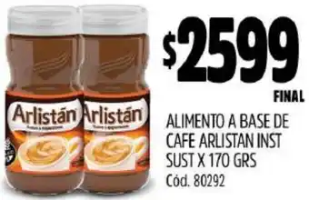 Supermercados Yaguar ALIMENTO A BASE DE CAFE ARLISTAN INST SUST X 170GR oferta