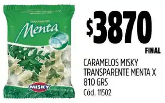 Supermercados Yaguar CARAMELOS MISKY TRANSPARENTE MENTA X 810GR oferta