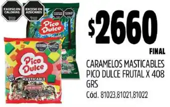 Supermercados Yaguar CARAMELOS MASTICABLES PICO DULCE FRUTAL X 408GR oferta