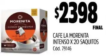 Supermercados Yaguar CAFE LA MORENITA INTENSO X 20 SAQUITOS oferta