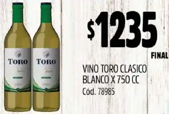 Supermercados Yaguar VINO TORO CLASICO BLANCO X 750CC oferta