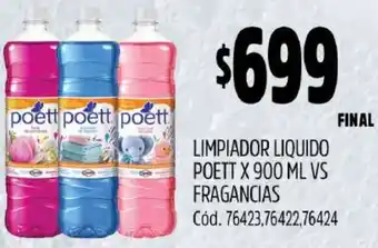 Supermercados Yaguar LIMPIADOR LIQUIDO POETT X 900ML VS FRAGANCIAS oferta