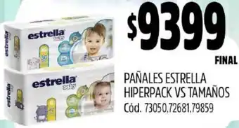 Supermercados Yaguar PAÑALES ESTRELLA HIPERPACK VS TAMAÑOS oferta