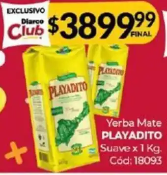 Diarco Yerba Mate PLAYADITO Suave x 1KG oferta