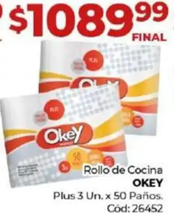 Diarco Rollo de Cocina OKEY Plus 3 Un. x 50 Paños oferta