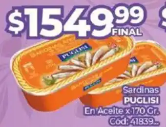 Diarco Sardinas PUGLISI En Aceite x 170GR oferta