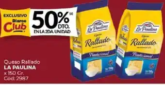 Diarco Queso Rallado LA PAULINA x 150gr oferta