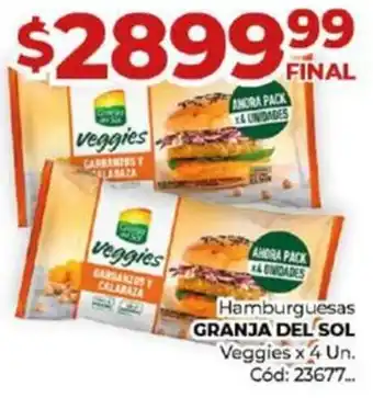 Diarco Hamburguesas GRANJA DEL SOL Veggies x 4 Un oferta