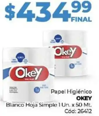 Diarco Papel Higiénico OKEY Blanco Hoja Simple 1 Un x 50 Mt oferta