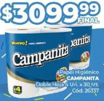 Diarco Papel Higiénico CAMPANITA Doble Hoja 4 Un. x 30 Mt oferta
