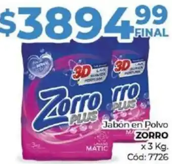 Diarco Jabón en Polvo ZORRO x 3kg oferta