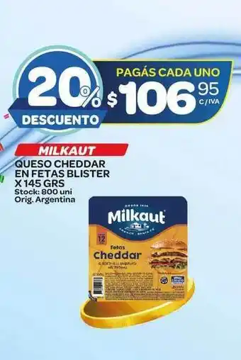 Carrefour Maxi Milkaut Queso Cheddar en Fetas Blister x 145grs oferta