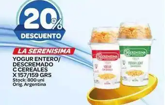 Carrefour Maxi La Serenisima Yogur Entero/Descremado C Cereales x 157/159grs oferta