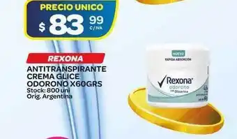 Carrefour Maxi Rexona Antitranspirante Crema Glice Odorono x60grs oferta