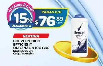 Carrefour Maxi Rexona Polvo Pedico Efficient Original x 100grs oferta