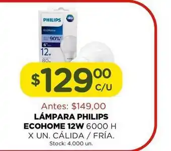 Super MAMI Philips Ecohome Lámpara 12w 6000 H x Un. Cálida / Fría oferta