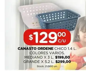 Canasto Ordene Chico 1.4L. Colores Varios