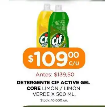 Super MAMI Cif Detergente Active Gel Core Limón / Limón Verde x 500ml oferta