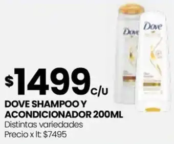 Punto Mayorista DOVE SHAMPOO Y ACONDICIONADOR 200ML oferta