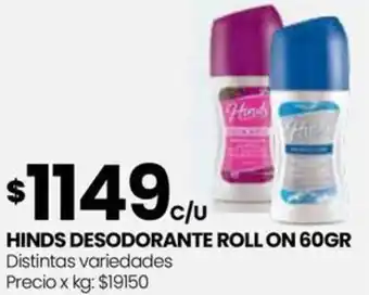 Punto Mayorista HINDS DESODORANTE ROLL ON 60GR oferta