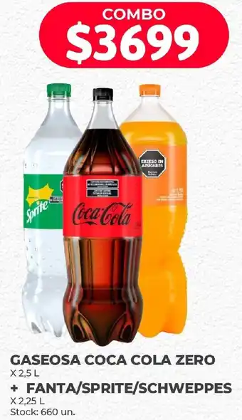 Supermercados Tadicor GASEOSA COCA COLA ZERO + FANTA/SPRITE/SCHWEPPES x 2,25L oferta