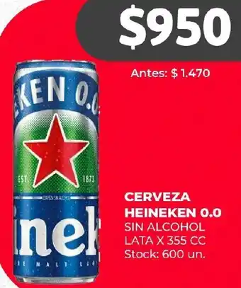 Supermercados Tadicor CERVEZA HEINEKEN 0.0 SIN ALCOHOL LATA X 355CC oferta