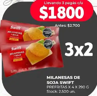 Supermercados Tadicor MILANESAS DE SOJA SWIFT PREFRITAS X 4 X 290G oferta