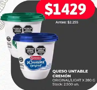 Supermercados Tadicor QUESO UNTABLE CREMÓN ORIGINAL/LIGHT X 280G oferta