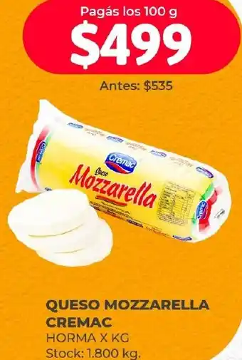QUESO MOZZARELLA CREMAC HORMA X KG