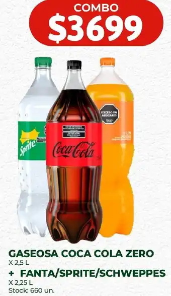 Super MAMI GASEOSA COCA COLA ZERO X 2,5l + FANTA/SPRITE/SCHWEPPES X 2,25L oferta