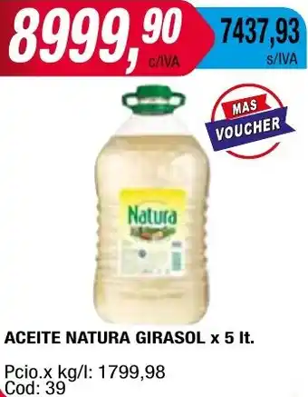Maxiconsumo ACEITE NATURA GIRASOL x 5It oferta