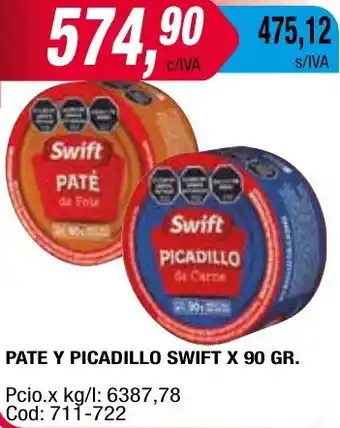 Maxiconsumo PATE Y PICADILLO SWIFT X 90GR oferta