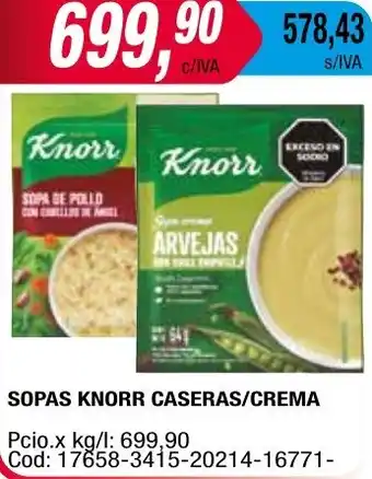 Maxiconsumo SOPAS KNORR CASERAS/CREMA oferta