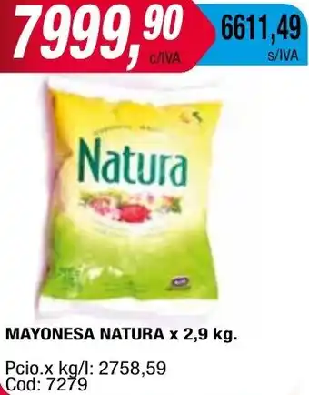 Maxiconsumo MAYONESA NATURA x 2,9kg oferta
