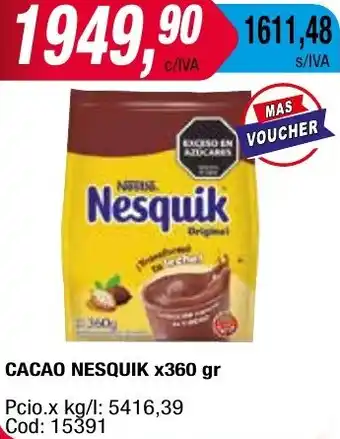 Maxiconsumo CACAO NESQUIK x 360gr oferta